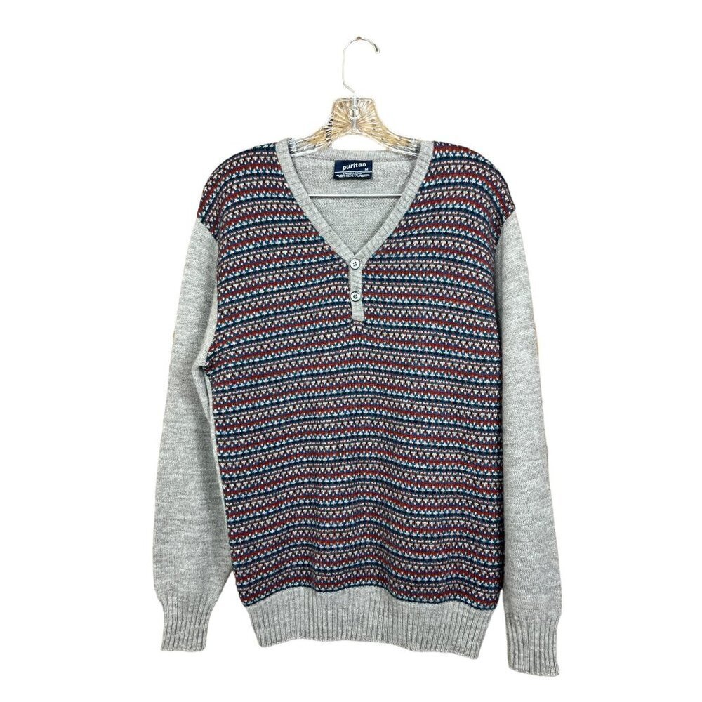 Puritan Mens Medium Lamblend Grey Sweater